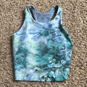 Athleta Girl Rib Crop Tie-Dye Racerback Tank Top with Shelf Bra, size XL/14